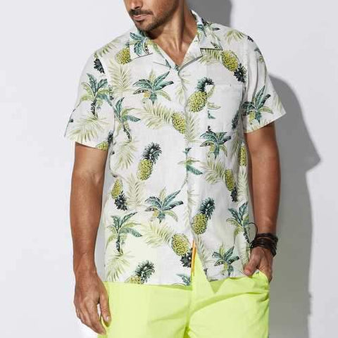 L-4XL Pineapple Cotton Beach Shirts