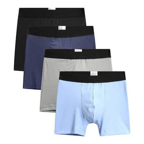 4 Pieces Solid Color Boxers