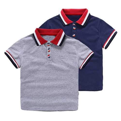 Boys Turn-down Collar Polo Shirts For 3Y-11Y