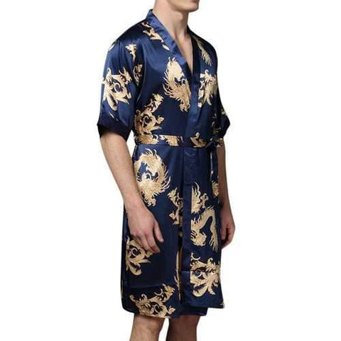 Knee Length Gold Dragon Printing Robe