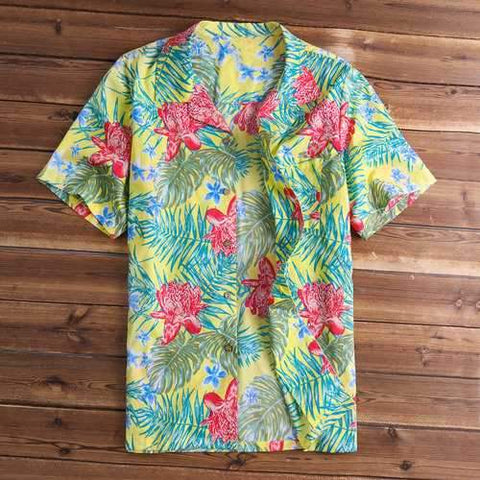 Floral Printing Seaside Cotton Shirts