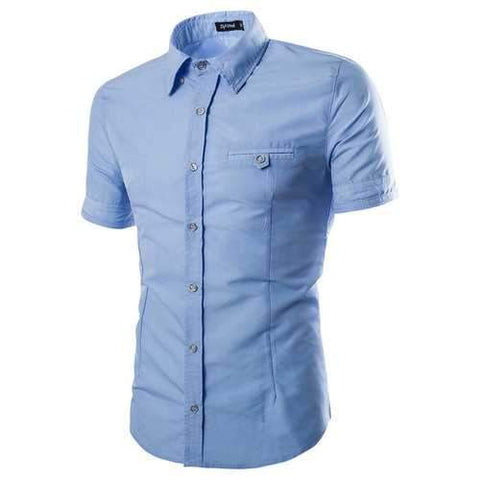 Golden Button Solid Color Short Shirts