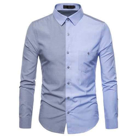 Stylish Patchwork Long Sleeve Dress Shirts