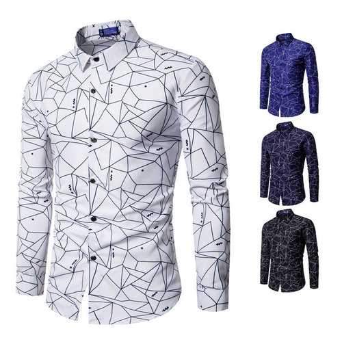 Stylish Printing Slim Fit Dress Shirts