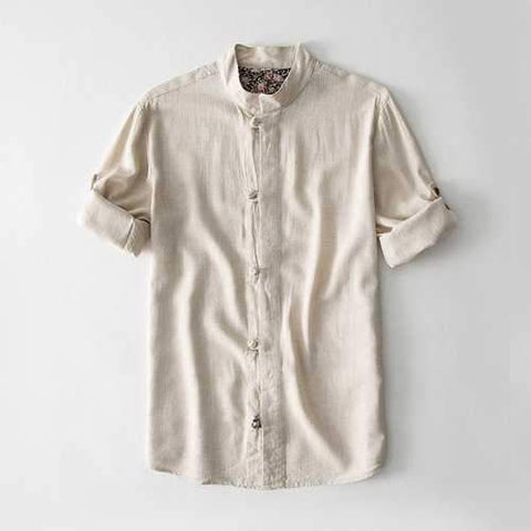 Three Quarter Sleeve Linen Shirt