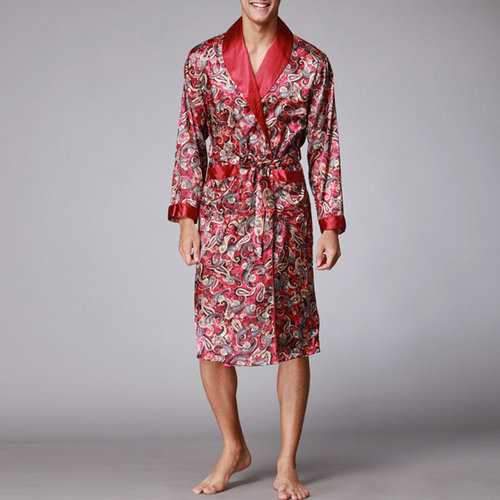 Faux Silk printing Drawstring Sleep Robes Pajamas