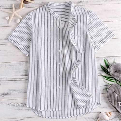 Loose Striped O-Neck Tops