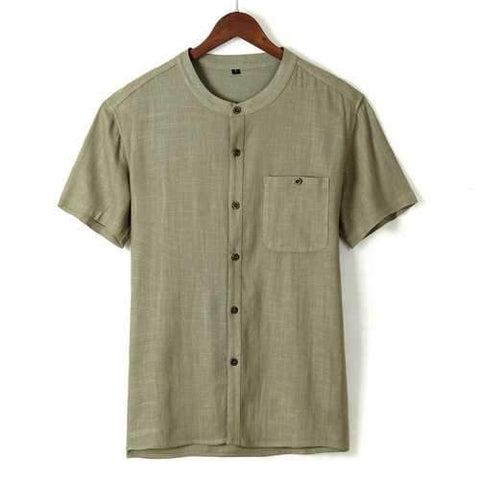 Pure Color Button Up Cotton Shirts