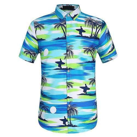 Casual Hawaiian Coconut Tree Printing Shirt