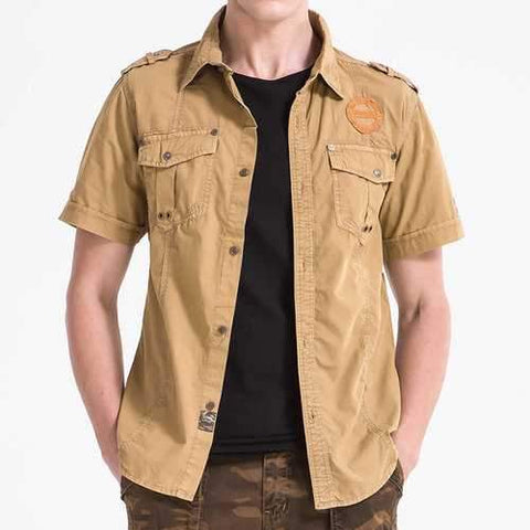 Casual Military Pockets Short Sleeve Shirts