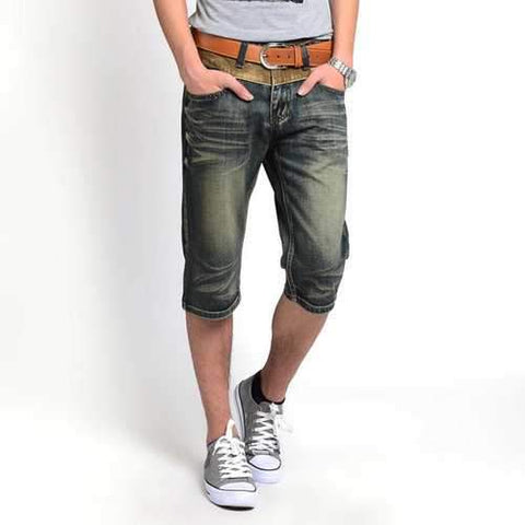 Retro Folds Washed Slim Fit Short Jeans