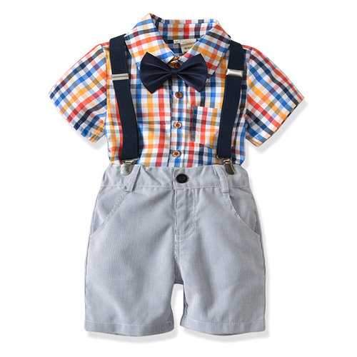 4Pcs Boys Plaid Clothing Sets