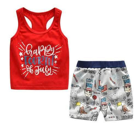 2Pcs Printed Boys Clothing Set