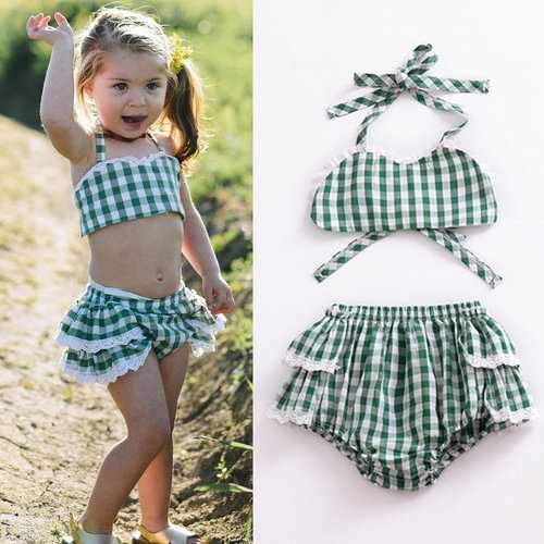 2Pcs Plaid Girls Summer Set For 0-24M