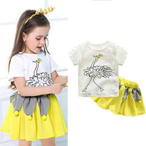 Cartoon Girl Clothing Set For 2Y-9Y