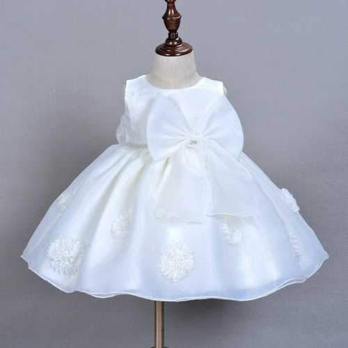 Big Bow Beading Flower Girls Dress For 0-24M