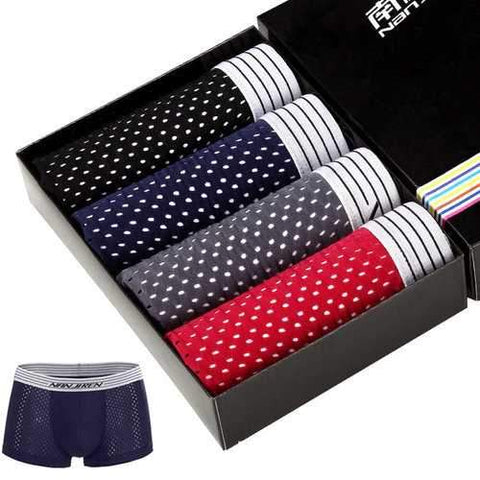 4 Pieces Sexy Mesh Holes Box Comfy Breathable Boxers