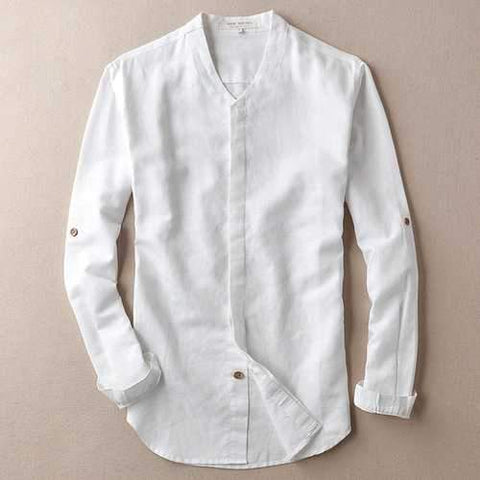 Retro Breathable Invisible Wooden Button Soft Shirt