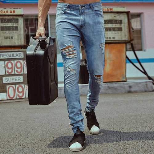 Casual Hip Hop Skinny Holes Designer Jeans