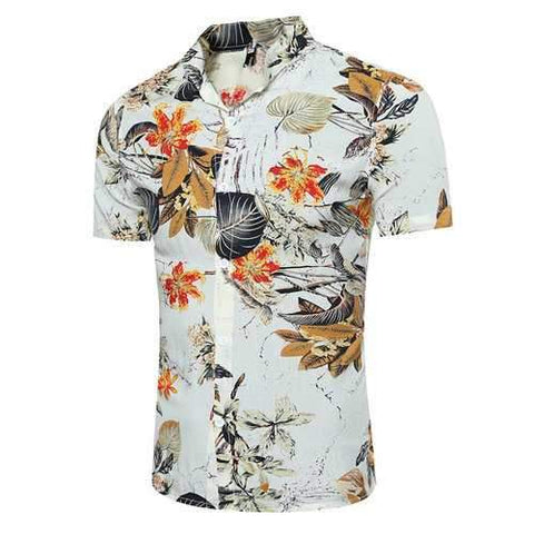 Leaf Printing Hawaiian Shirts