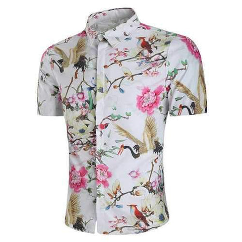 Casual Chinese Style Printing Slim Shirts