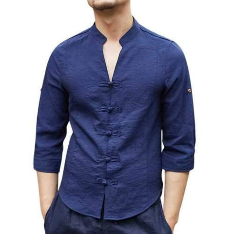 Chinese Buttons Cotton Linen Shirts