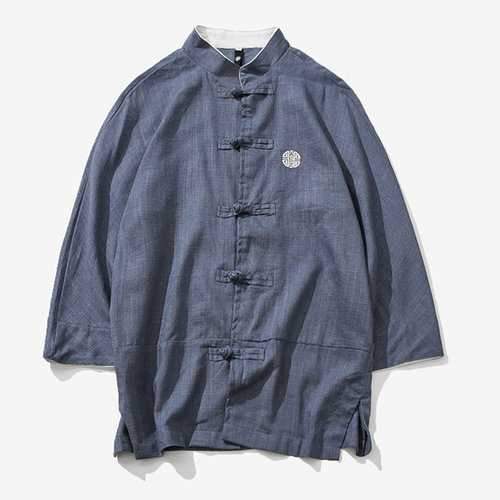 Retro Chinese Style Stitching Button Tang Shirts