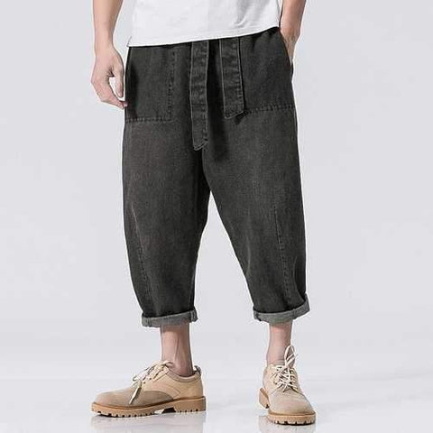 Loose Cotton Ankle Length Short Jeans