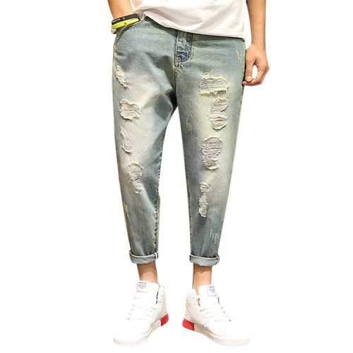 Holes Loose Ankle Long Jeans