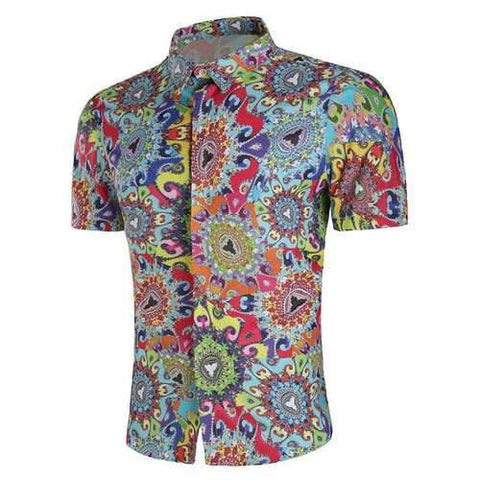 Casual Floral Printing Stylish Dress Shirts