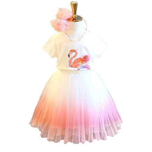 Flamingo Girls Skirt Set For 2Y-9Y