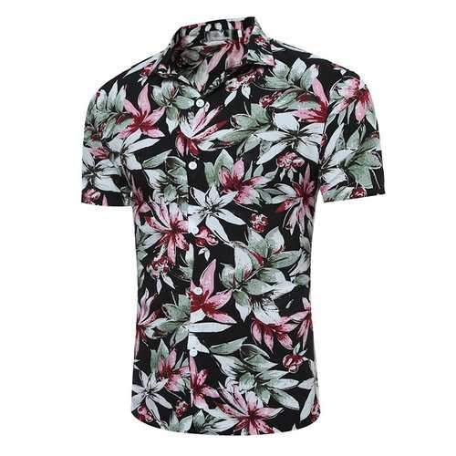 Hawaiian Floral Printing Slim Fit Beach Shirts