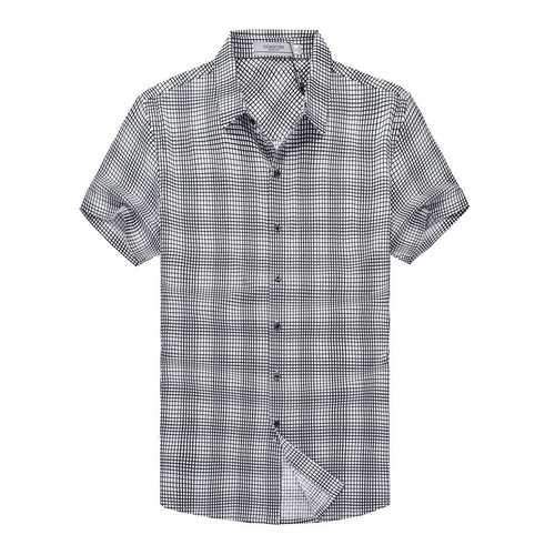 Casual Black Plaid 100% Cotton Slim Fit Shirts