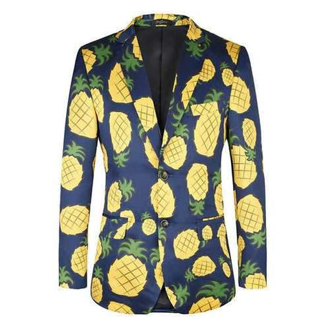 Casual Pineapple Printing Slim Fit Business Blazer