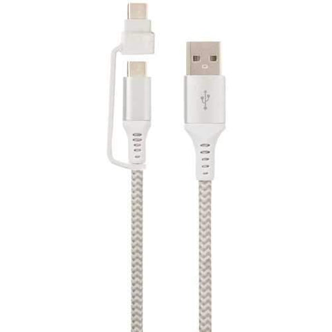 Helix Usb-a To Usb-c Cable With Micro Usb Adapter&#44; 10ft (white) EMTHACM10WT