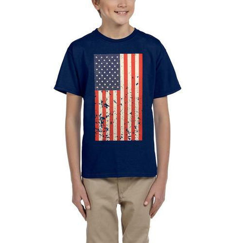 AFONiE- Kids USA Rustic Flag Graphic T-shirt-Navy Blue Color