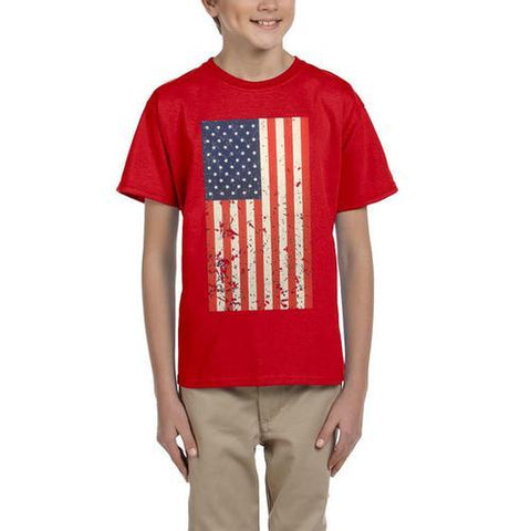 AFONiE- Kids USA Rustic Flag Graphic T-shirt-Red T-Shirt